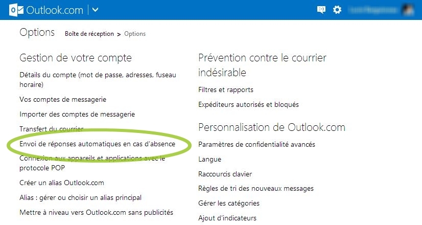 comment creer un message d absence outlook